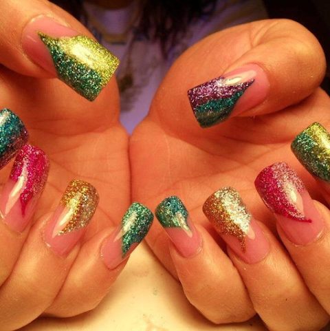 Glitter ombre nail art by Zabibah Nails and Esthetics